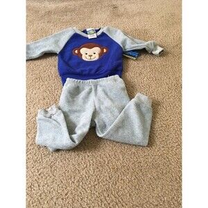 2pc Funny Bunny Baby Boys Fleece Jogger Jogging Suit Size 3/6 Months